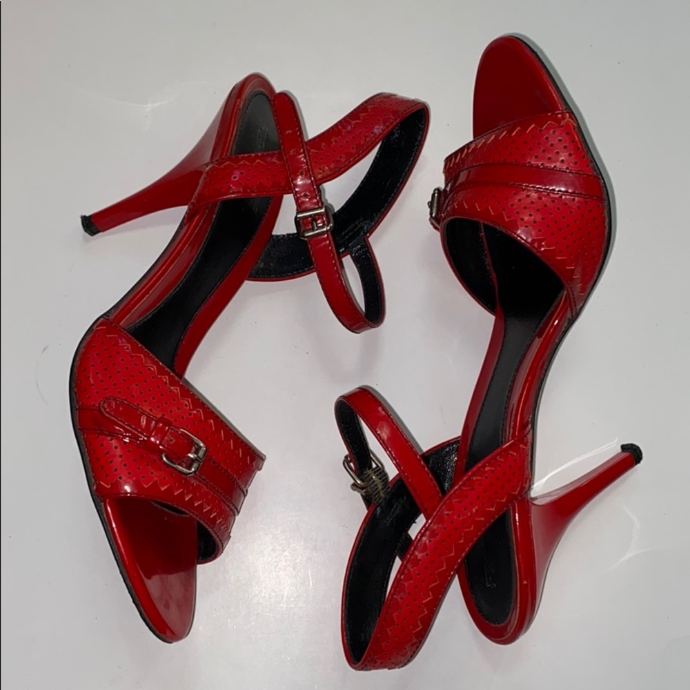 Fendi Red open toe heels with adjustable straps